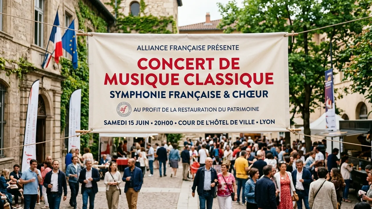 Bannière de l'association Les Musiciens au Palais lors d'un événement public